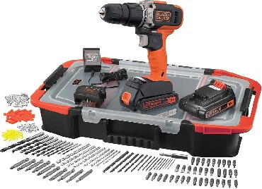 Akumulatorowa wiertarko-wkrtarka udarowa Black&Decker BCD003BAST - 2 akumulatory 18V/1.5Ah + organizer