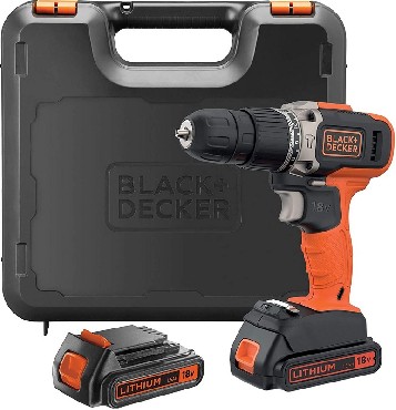 Akumulatorowa wiertarko-wkrtarka udarowa Black&Decker BCD003C2K - 2 akumulatory 18V/1.5Ah + walizka