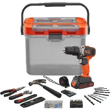 Akumulatorowa wiertarko-wkrtarka udarowa Black&Decker BCKSB02 - 1 akumulator 18V/1.5Ah + skrzynka + 62 akcesoria