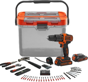Akumulatorowa wiertarko-wkrtarka udarowa Black&Decker BCKSB04 - 2 akumulatory 18V/1.5Ah + skrzynka + 78 akcesorw
