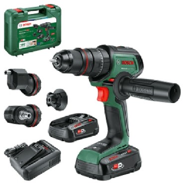 Akumulatorowa wiertarko-wkrtarka udarowa Bosch Advanced Impact 18V-80 Quicksnap + 3 nasadki - 2 akumulatory 18V/2.5Ah