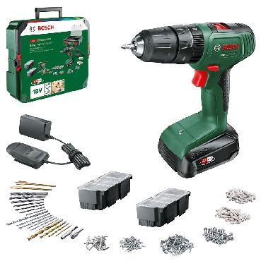 Akumulatorowa wiertarko-wkrtarka udarowa Bosch Easy Impact 18V-40 + 241 akcesoriw - 2 akumulatory 18V/1.5Ah