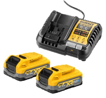 Zestaw startowy DeWalt 2 akumulatory PowerStack 18V/3.5Ah + �adowarka DCB1104 4A