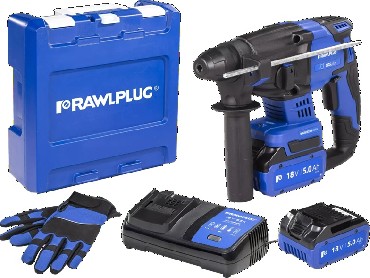 Akumulatorowa m�oto-wiertarka Rawlplug R-PRH18-XL2 BRUSHLESS - 2 akumulatory 18V5.0Ah + walizka