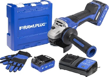 Akumulatorowa szlifierka k�towa Rawlplug R-PAG18-PV-XL2 BRUSHLESS - 2 akumulatory 18V/5.0Ah + walizka