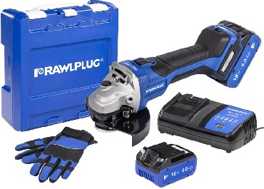 Akumulatorowa szlifierka k�towa Rawlplug R-PAG18-SV-XL2 BRUSHLESS - 2 akumulatory 18V/5.0Ah + walizka
