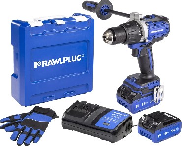 Akumulatorowa wiertarko-wkr�tarka udarowa Rawlplug R-PDD18-P100-XL2 BRUSHLESS - 2 akumulatory 18V/5.0Ah + walizka