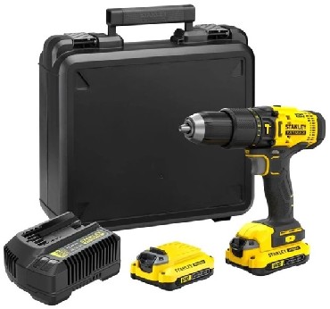 Akumulatorowa wiertarko-wkr�tarka udarowa Stanley FatMax V20 SFMCD711D2K - 2 akumulatory 18V/2.0Ah