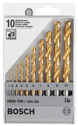 Zestaw wierteł do metalu Bosch HSS-TiN 10-częściowy