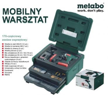 Akumulatorowa wiertarko-wkrtarka Metabo BSZ 14.4 Impuls Mobilny Warsztat - skrzynka