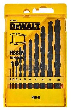 Zestaw wierte do metalu DeWalt HSS-R DIN 338 1-10 mm - 10 szt.