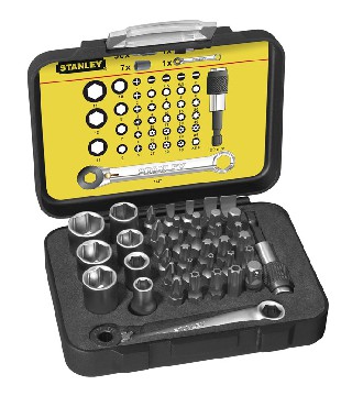 Zestaw bitw Stanley Bity 1/4 cala + grzechotka - 40 sztuk
