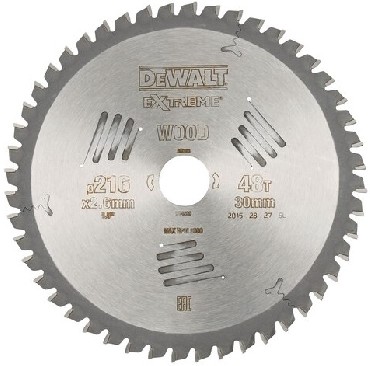 Pia tarczowa DeWalt Tarcza do drewna EXTREME 216X30mm 48T