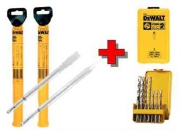 Zestaw wierteł + szpic + dłuto DeWalt Zestaw wierteł + szpic + dłuto