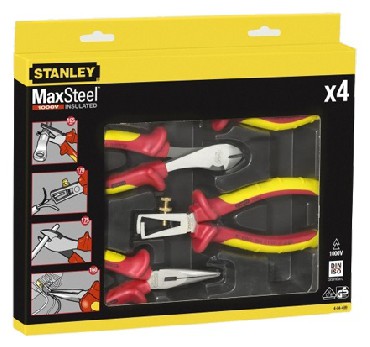 Zestaw szczypiec Stanley Szczypce MaxSteel VDE - 4 sztuki