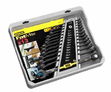 Zestaw kluczy paskooczkowych Stanley Black Chrome - 13 sztuk