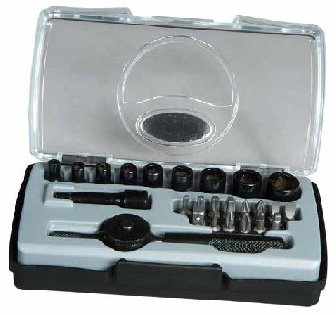 Zestaw mechaniczny Stanley Black Chrome 1-4 cala - 25 sztuk