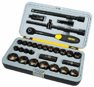 Zestaw nasadek Stanley Black Chrome 1-2 cala - 30 sztuk