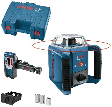 Laser obrotowy Bosch GRL 400 H + LR 1 - 1 bateria 9V + 2 baterie 1.5V LR20 + walizka