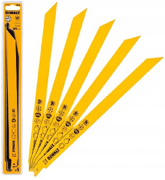 Brzeszczot DeWalt BIM Metal Wkno szklane Guma PVC Long Life 305/1.8-2.5 mm - 5 sztuk